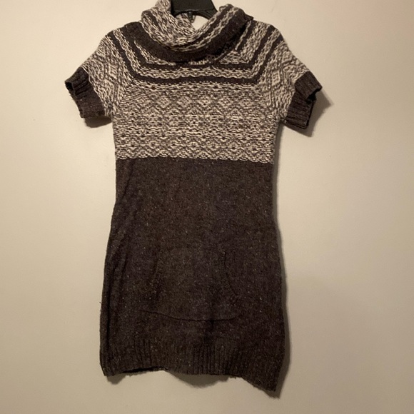 Ruff Hewn shades of gray and cream knit turtleneck sweater dress sz. S - Picture 1 of 7